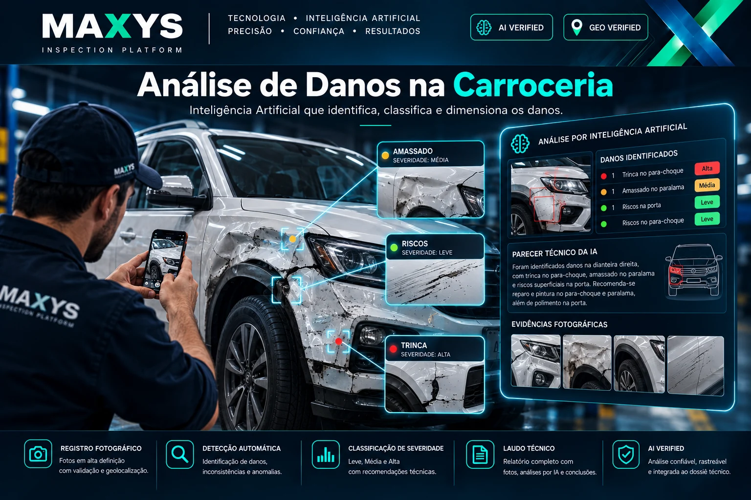 Simulação de análise de danos na carroceria de um veículo